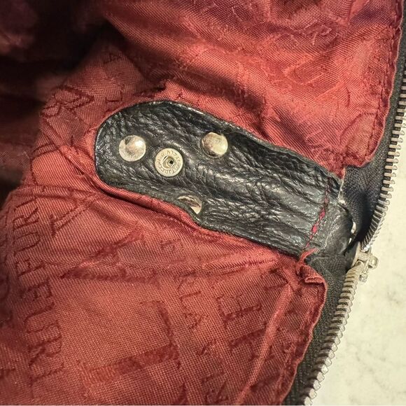 Vintage FURLA Black Studded Leather Hobo Shoulder Bag – Made in Italy - Picture 14 of 16